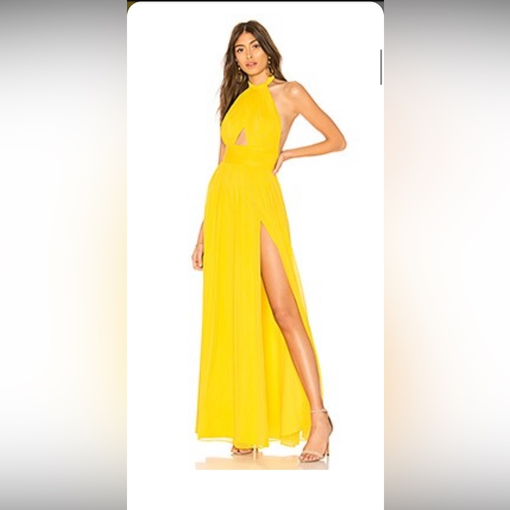 NWT- Beautiful Yellow, Lovers + Friends Hazel Long Gown - Size Small
